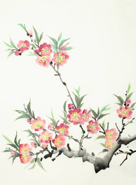 flowering peach branch - Foto, afbeelding