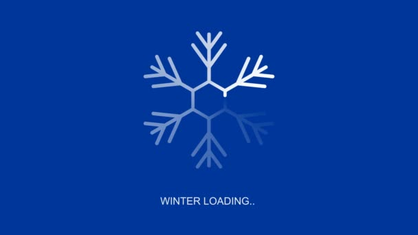冬の読み込みテキスト、ループ可能な4kストックビデオ映像、モーショングラフィックアニメーション、アルファチャンネル付き青と黒の背景のデザイン要素とローダーインジケータとしてフラット透明白い雪の結晶 - 映像、動画