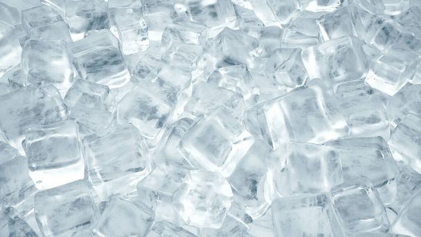 Ice cubes for cold drinks. Rotation of ice cubes from crystal clear water. 3d illustration - Photo, Image