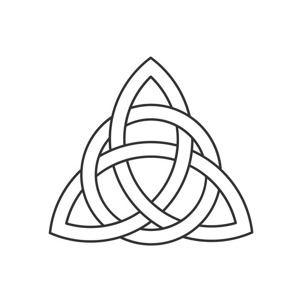Лінійний кельтський трійковий вузол. Символ Triquetra переплітається з колом. Стародавній орнамент символізує вічність. Нескінченний знак петлі, що перетинається з колом. З'єднані петлі роблять дерев'яну фольгу. Векторні
. - Вектор, зображення