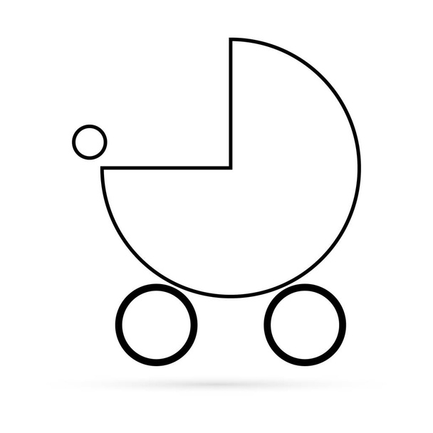 иконка силуэта детской коляски, векторная иллюстрация малышей
 - Вектор,изображение
