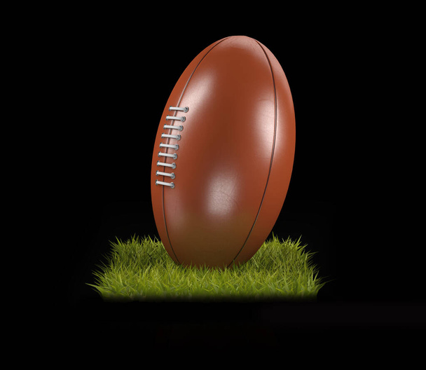 3D Rendering of a Rugby Ball on the grass - Photo, Image