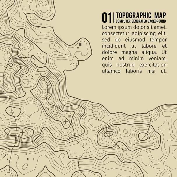 Τοπογραφικό φόντο χάρτη με χώρο για αντιγραφή. Γραμμικός τοπογραφικός χάρτης περίγραμμα φόντου, γεωγραφικό πλέγμα αφηρημένη διανυσματική απεικόνιση. Διαδρομή ορεινού πεζοπορικού εδάφους . - Διάνυσμα, εικόνα