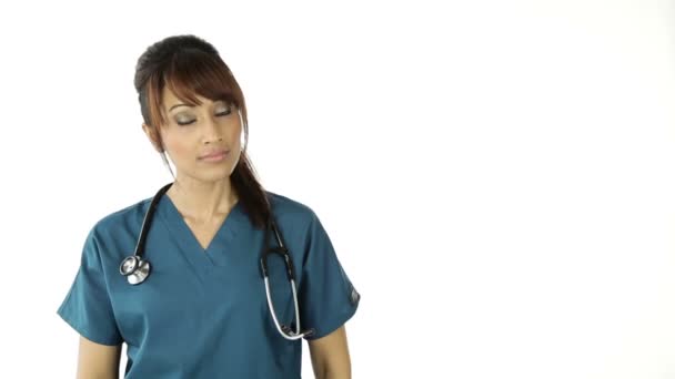 Nurse with a stethoscope - Кадры, видео
