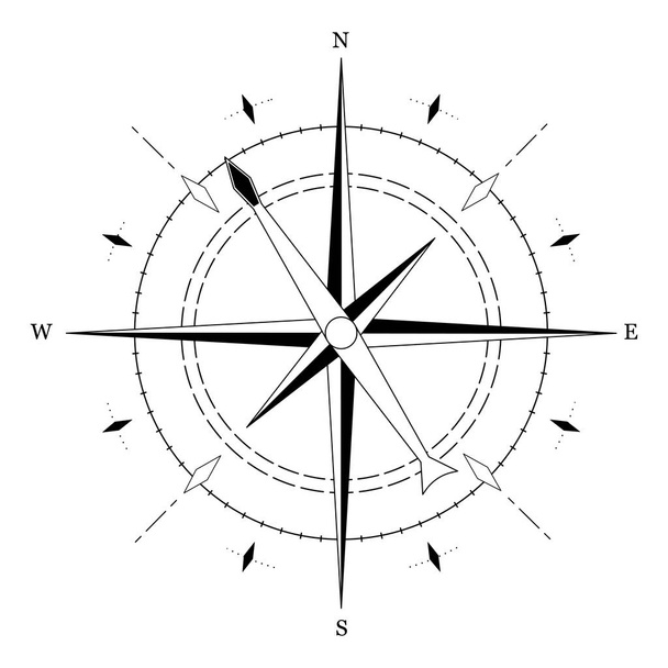 Проста ознака компаса ізольована на білому тлі. Векторні ілюстрації
 - Вектор, зображення