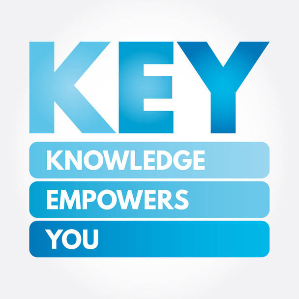 KEY - Knowledge Empowers You acronym - Vettoriali, immagini