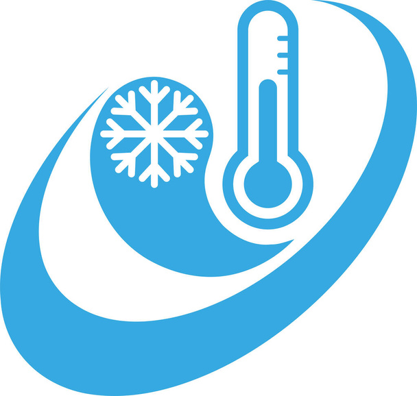 温度計と雪の結晶、温度、気候、ロゴ - ベクター画像