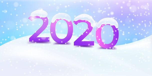 2020 winter snowy Happy New Year  backdrop.  - Vector, Image