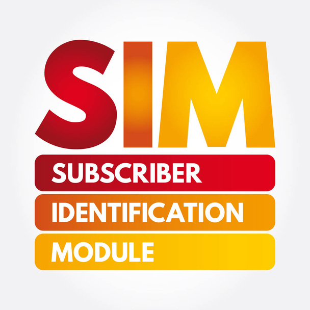 sim - Abkürzung für Teilnehmer-Identifikationsmodul - Vektor, Bild