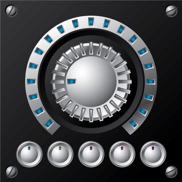 Botão de volume led azul com botões
 - Vetor, Imagem