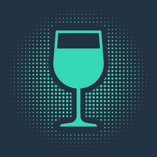 Πράσινο ποτήρι κρασί εικονίδιο απομονώνονται σε μπλε φόντο. Εικονίδιο από γυαλί. Σύμβολο Goblet. Πινακίδα γυαλικών. Αφηρημένες τυχαίες τελείες. Εικονογράφηση διανύσματος - Διάνυσμα, εικόνα