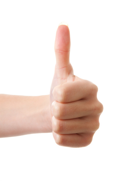 Thumbs up over white background - Foto, Bild