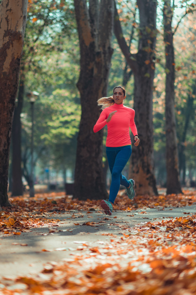 Woman Jogging. Nature, Outdoor Park - Foto, Imagem