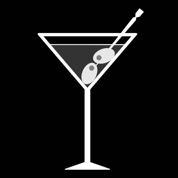 Wit Martini glas Ikoon Geïsoleerd op zwarte achtergrond - Vector, afbeelding
