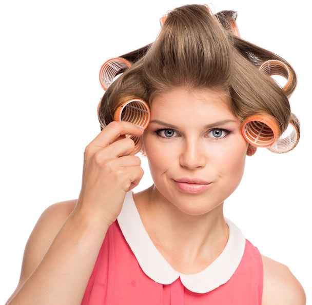 Woman in hair rollers - Fotografie, Obrázek