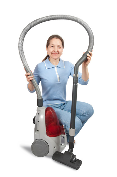 Senior Woman with Vacuum Cleaner - Φωτογραφία, εικόνα