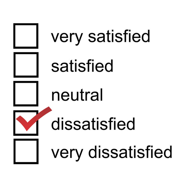 έρευνα ανατροφοδότησης πελατών δυσαρεστημένος 5 σημείο likert κλίμακας - Φωτογραφία, εικόνα