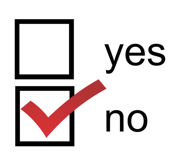 No Yes checkbox with red No box checked - Photo, Image