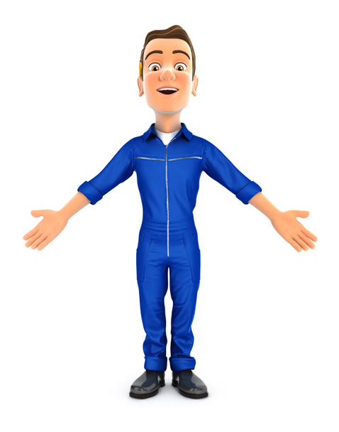 3d mechanic standing with open arms - Photo, Image