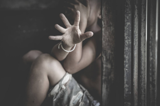 Przestań nadużywać przemocy wobec chłopców, handlu ludźmi, Dnia Praw Człowieka - Zdjęcie, obraz