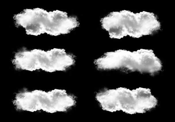White clouds set isolated over black background - Photo, Image