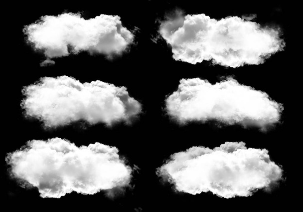 Sada izolované černém pozadí bílé mraky - Fotografie, Obrázek