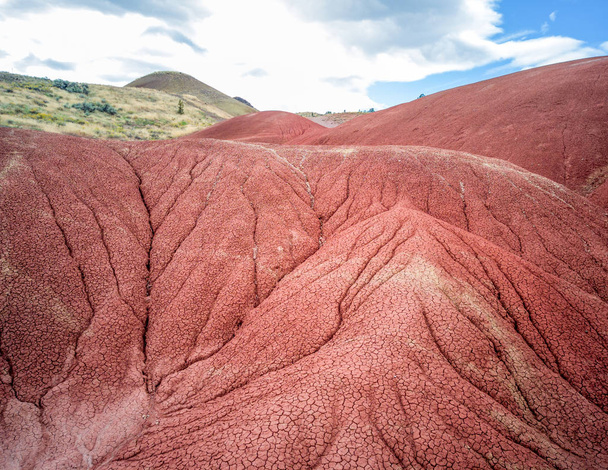 Brilantně barevné kopce a koryta řek z malebné zátoky stezka na John Day Fossil Leds v Mitchell Oregon - Fotografie, Obrázek