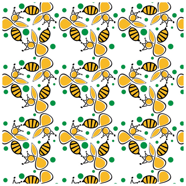 Bees line seamless pattern, Bee background. flat design. Vector - Vektör, Görsel