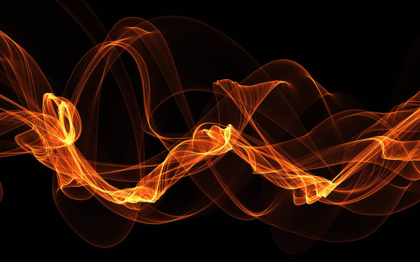 Dark abstract background with a glowing abstract waves - Фото, изображение