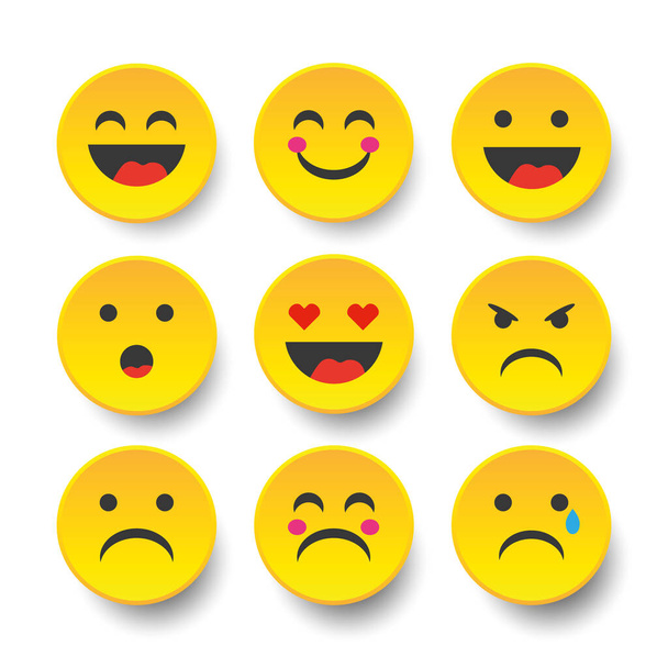 Set of Emoticons. Set of Emoji. Isolated vector illustration on white background - Vector, Image