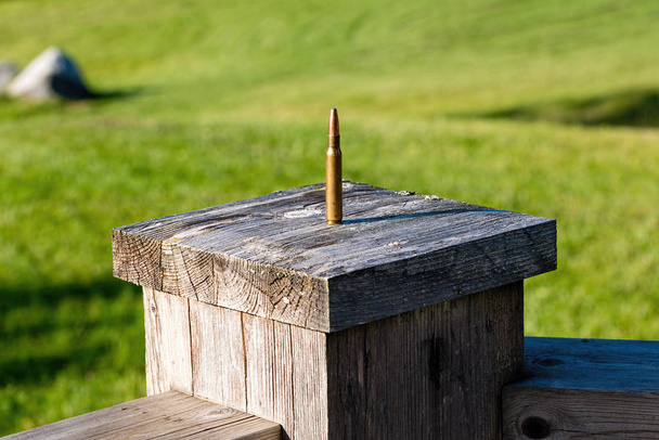 eine Kugel ist ein kinetisches Projektil und die Komponente der Schusswaffenmunition, die während des Schießens aus dem Lauf geschleudert wird. - Foto, Bild
