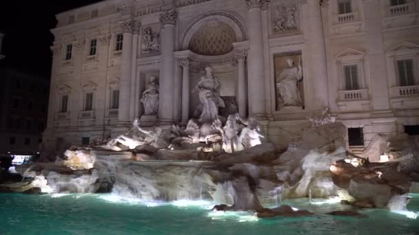 Trevi Fountain or Fontana di Trevi at night, Rome, Italy. This fountain is one of the main landmarks of Roma. - Footage, Video