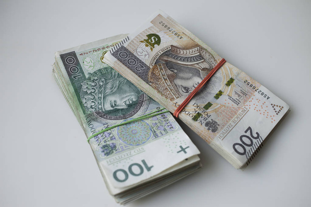 Lots of polish currency money zloty - Foto, Imagem