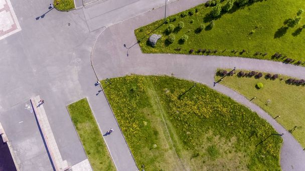 Landscape design of the urban park area, aerial view - Foto, Bild