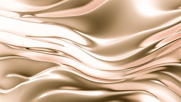 Gold silk or fabric with metallic Golden reflexes. Luxury background for your project. 3d illustration, 3d rendering. - 写真・画像