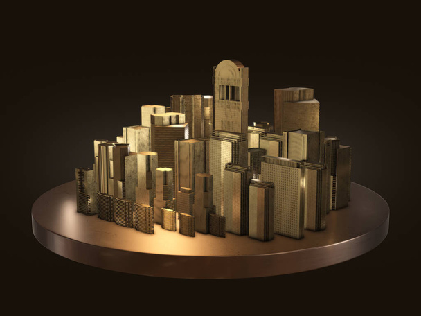 golden city.abstract espacio background.3D Rendering
 - Foto, Imagen