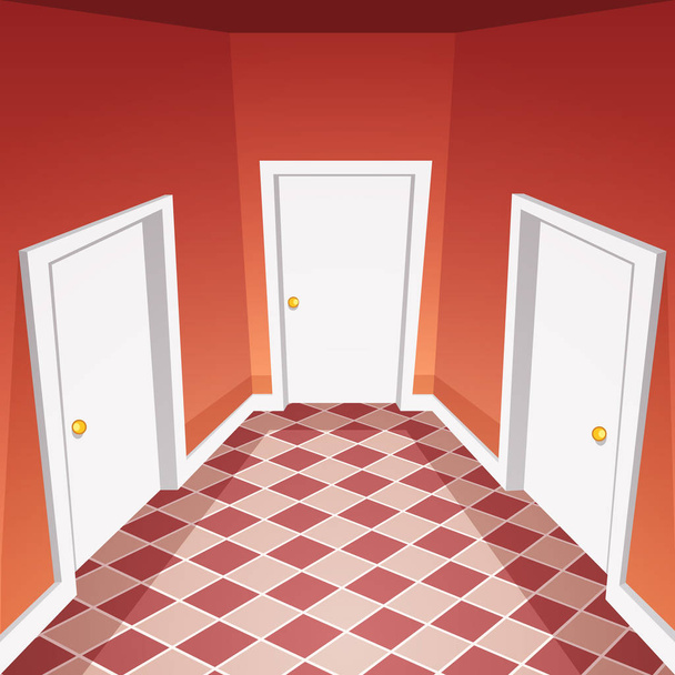 Rajzfilm vektor illusztrációja a ház folyosóján. - Vektor, kép