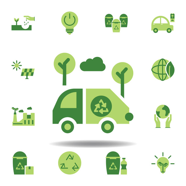 save the world, automobile colored icon. Elements of save the earth illustration icon. Signs and symbols can be used for web, logo, mobile app, UI, UX - Vector, Image