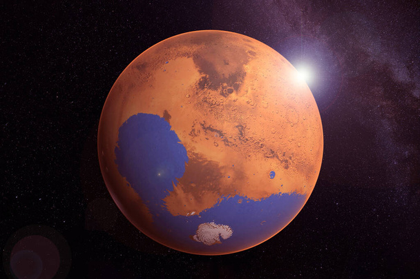 Planet Mars in ferner Vergangenheit. mit den Ozeanen. Elemente dieses Bildes wurden von der nasa. - Foto, Bild