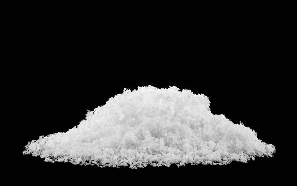 pile of fluffy white snow isolated on a black background. - Photo, Image