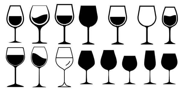 ワイングラスアイコンベクトル｜シンプルなデザインシンボル - ベクター画像