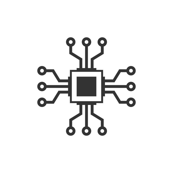 Computer chip icoon in platte stijl. Circuit board vector illustreren - Vector, afbeelding