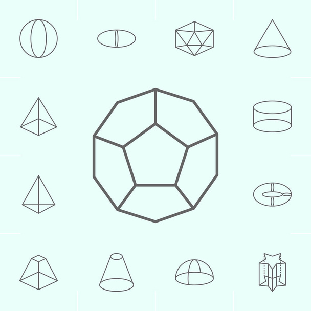 figure geometriche, icona contorno dodecaedro. Elementi di figure geometriche icona illustrazione. Segni e simboli possono essere utilizzati per il web, logo, app mobile, UI, UX
 - Vettoriali, immagini