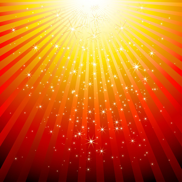 Étoiles descendant sur un chemin de lumière dorée
 - Vecteur, image