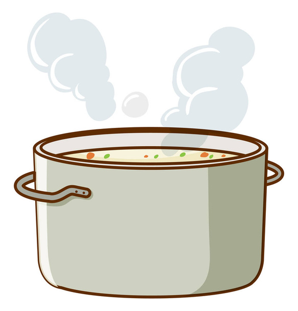 Soup in pot on white background - Vector, Image