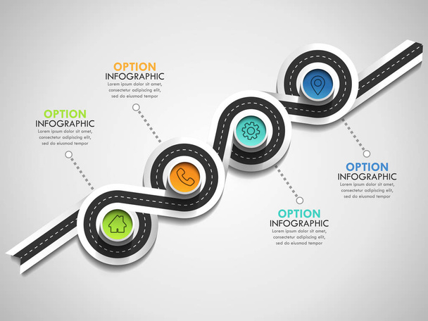 Business circle timeline banner. Modern business infographic. Infographic number options. Winding road timeline. Vector EPS 10 - Vector, afbeelding