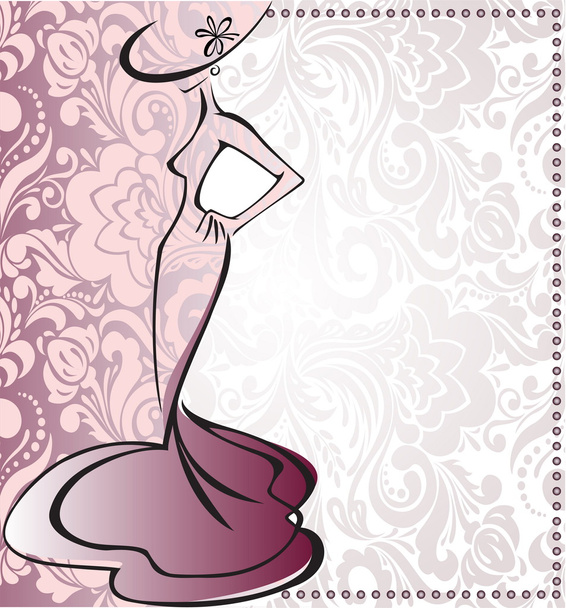 Lilac card with the woman - Vektori, kuva