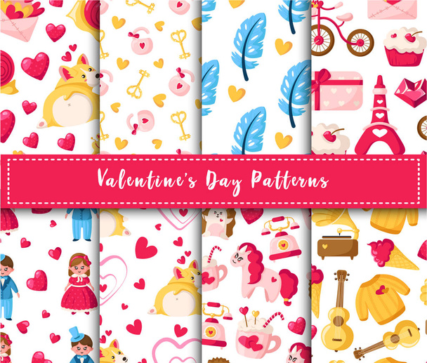 Cute cartoon valentines day - Vector, imagen