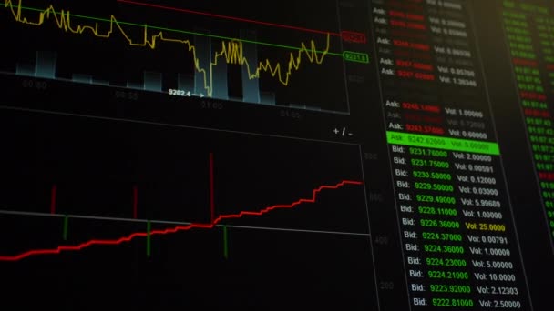 Real time crypto trading charts and graphs on screen - Footage, Video