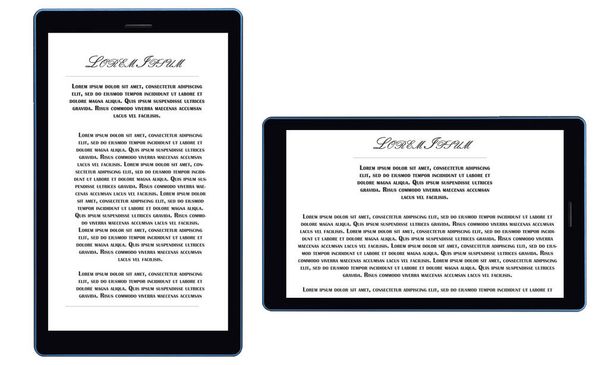 Two tablet computers mockups with blank screens. Responsive screens to display your mobile web site design - 写真・画像